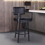 Balboa - 26" Counter Height Swivel Bar Stool With Arms - Vintage Black - Image 7