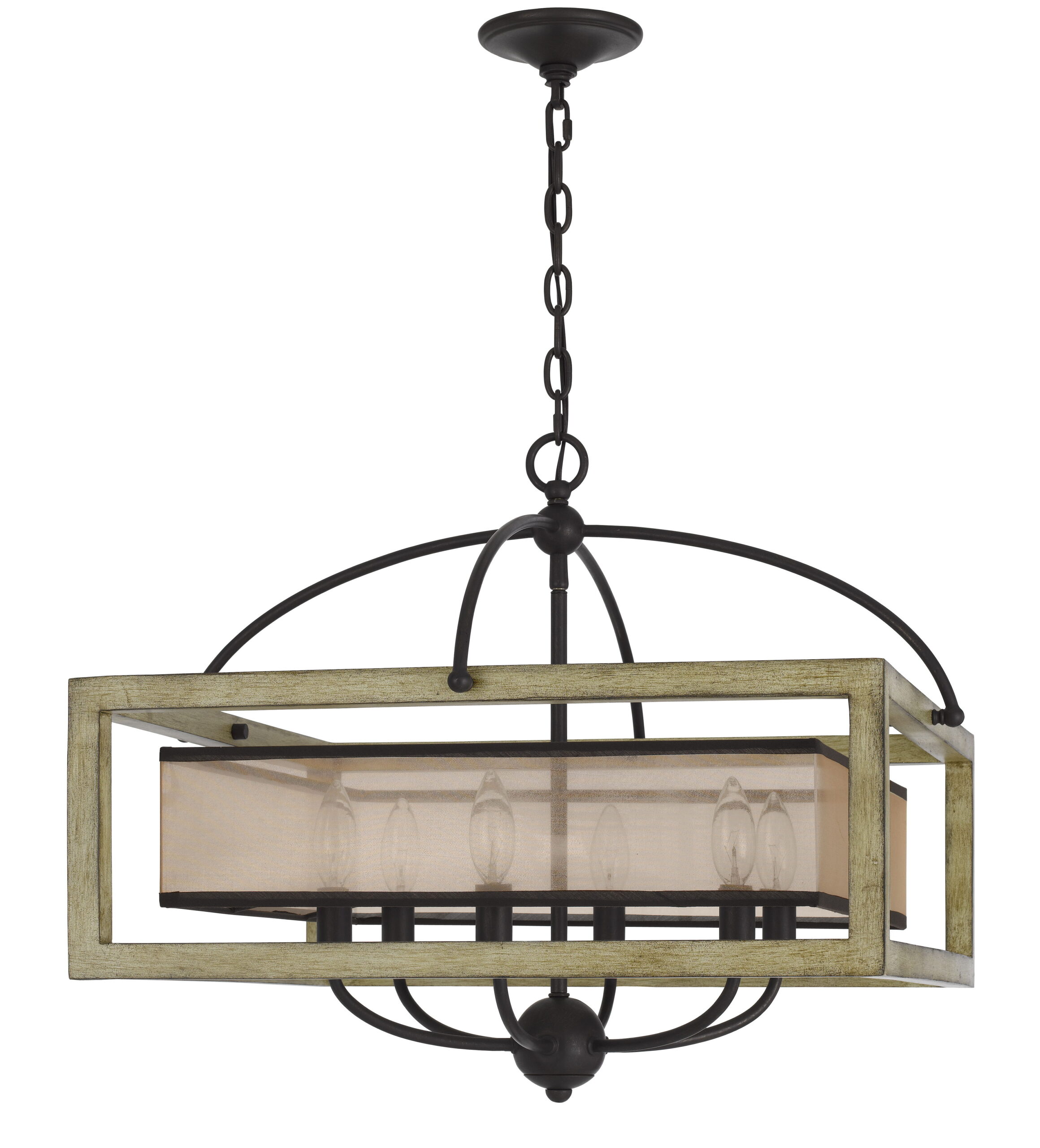 Palencia - 20" Height Square Chandelier - Distressed Oak