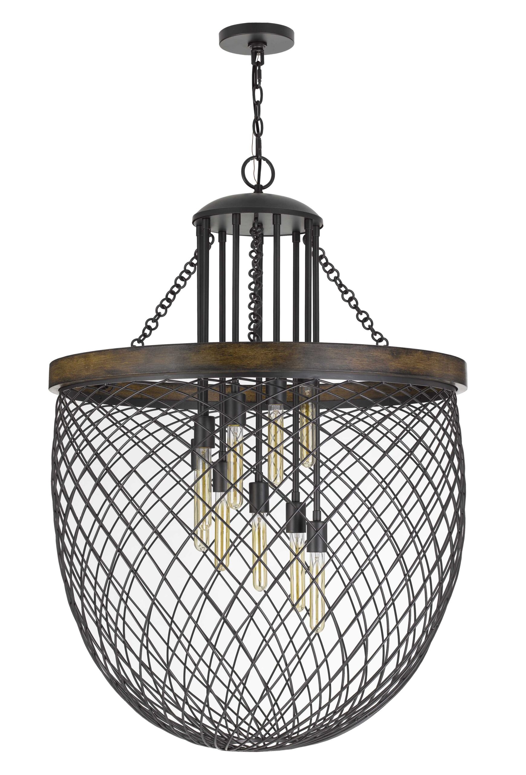 Marion - 44.25" Height Metal Chandelier - Brushed Steel Wood