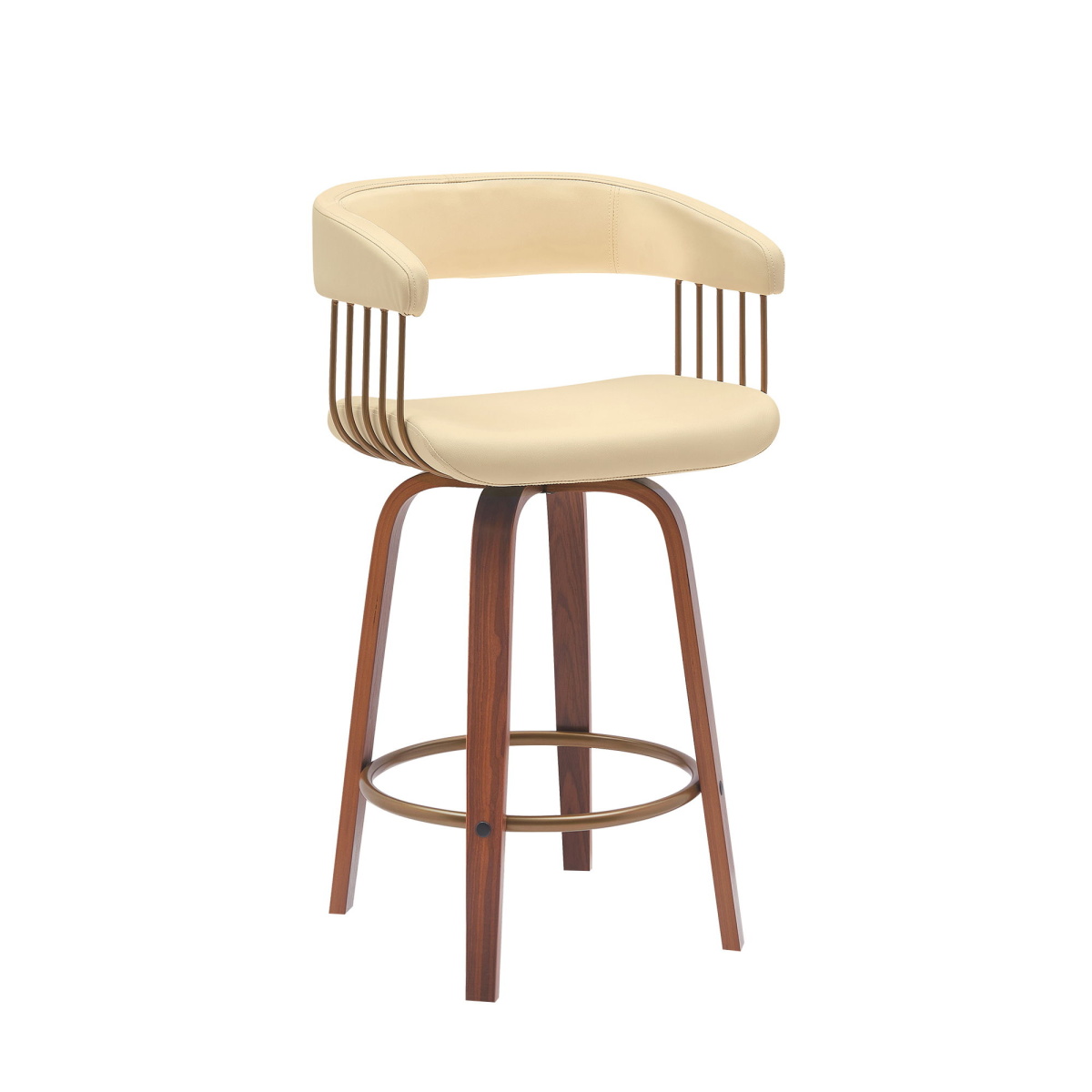 10782760e06f84ebbf879a731887afe7 Topanga - 26" Swivel Walnut Counter Stool - Cream / Golden Bronze - Image 1