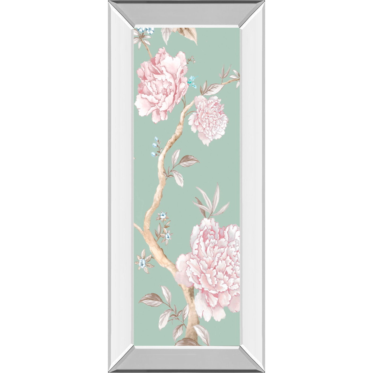 10dd6725d31e20ec67ec3ba6cf99baab 18x42 Oriental Garden I By Eva Watts - Mirrored Frame Wall Art - Green - Image 1