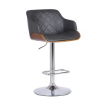 Toby - Adjustable Height Swivel Bar Stool - Walnut / Gray