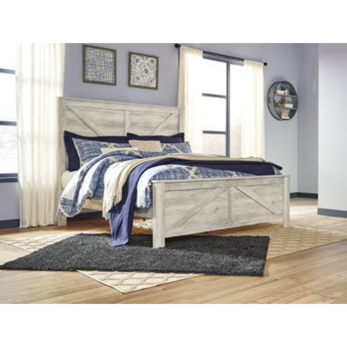 Bellaby – Whitewash – King Crossbuck Rails Beds Direct Express 7