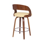 Shelly - 26" Counter Height Swivel Bar Stool - Cream / Walnut - Image 4