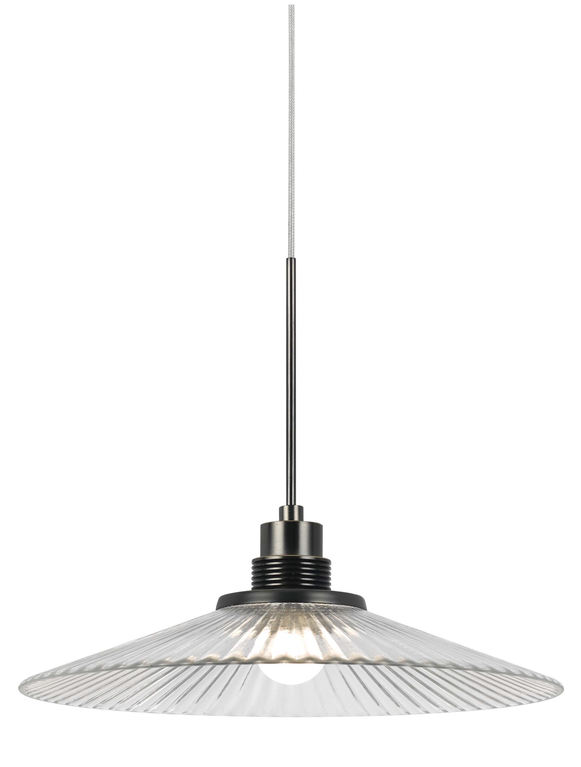 10.2" Height Glass and Metal LED Pendant With Brushed Steel Cord - Metal
