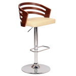 Adele – Adjustable Height Swivel Bar Stool With Chrome Base – Cream / Walnut Adjustable Height Direct Express 16