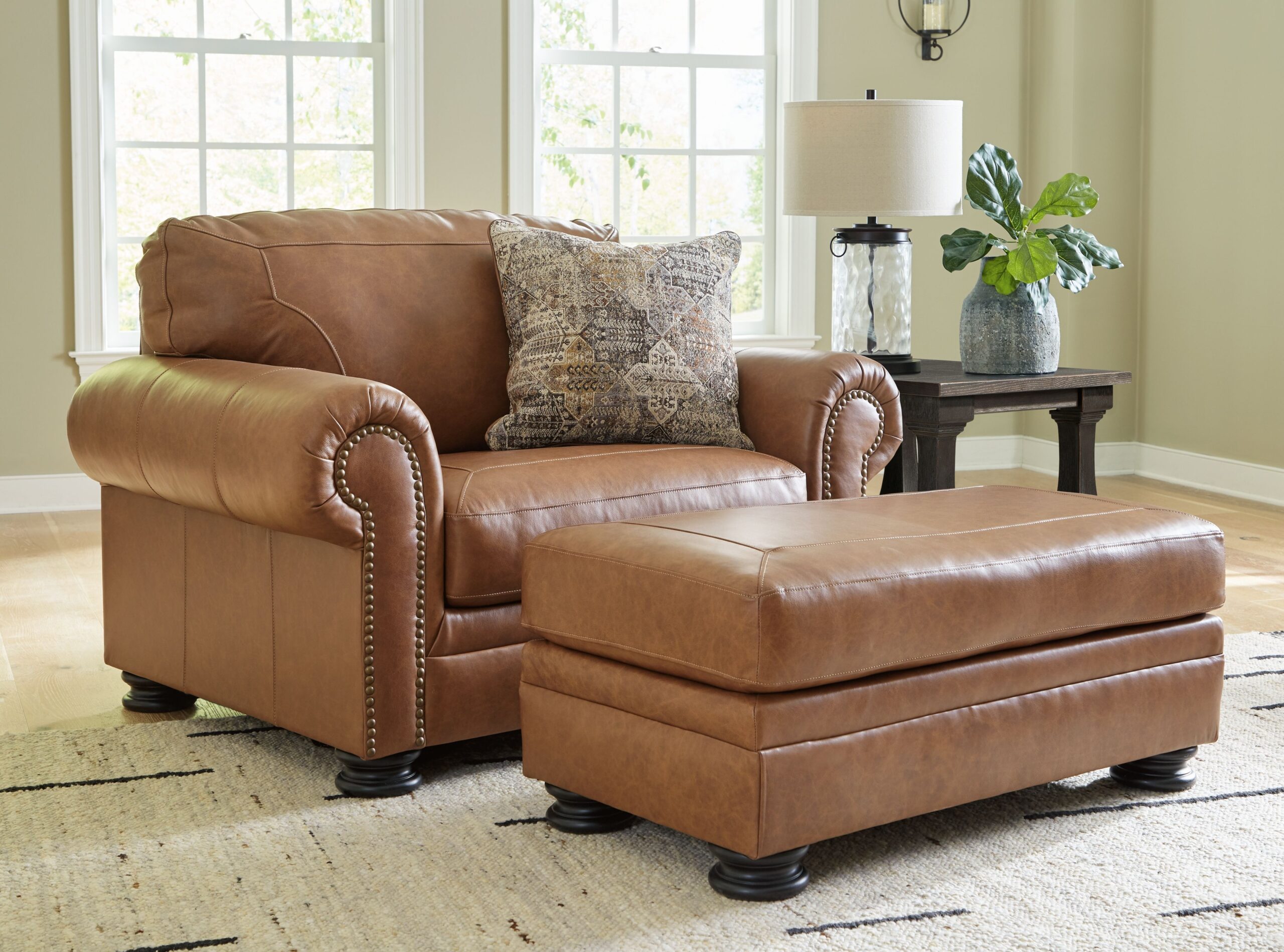 Carianna - 2 Pc. - Chair And A Half, Ottoman - Caramel