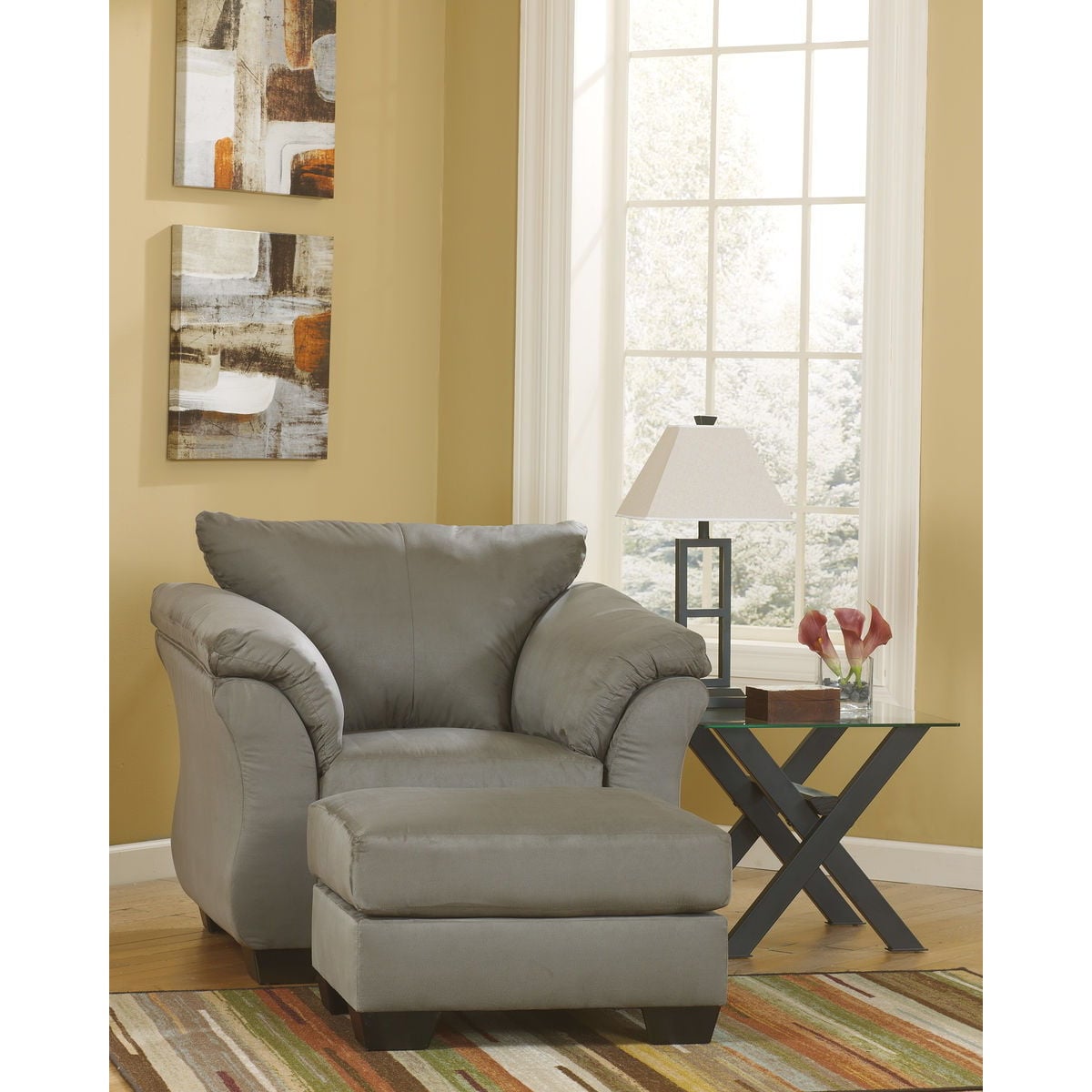 26118fd7d2b98ec6535a0a1320e9b2b2 Darcy - 2 Pc. - Chair with Ottoman - Cobblestone - Image 1