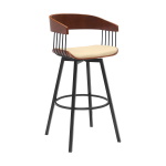 Athena - 31" Swivel Walnut Bar Stool - Cream / Black