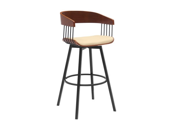 Athena – 31″ Swivel Walnut Bar Stool – Cream / Black Bar Furniture Direct Express