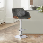 Toby - Adjustable Height Swivel Bar Stool - Walnut / Gray - Image 6