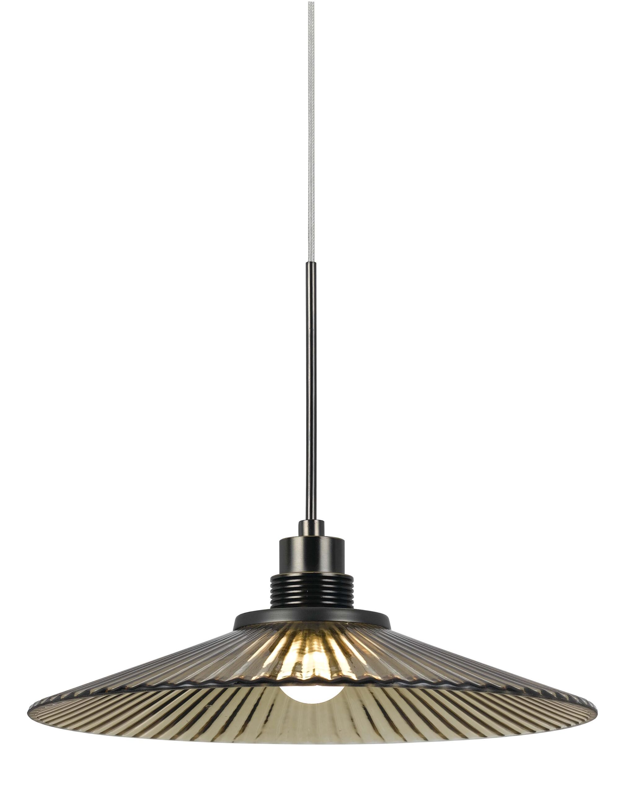 7.5" Height Glass and Metal LED Pendant With Brushed Steel Cord - Amber
