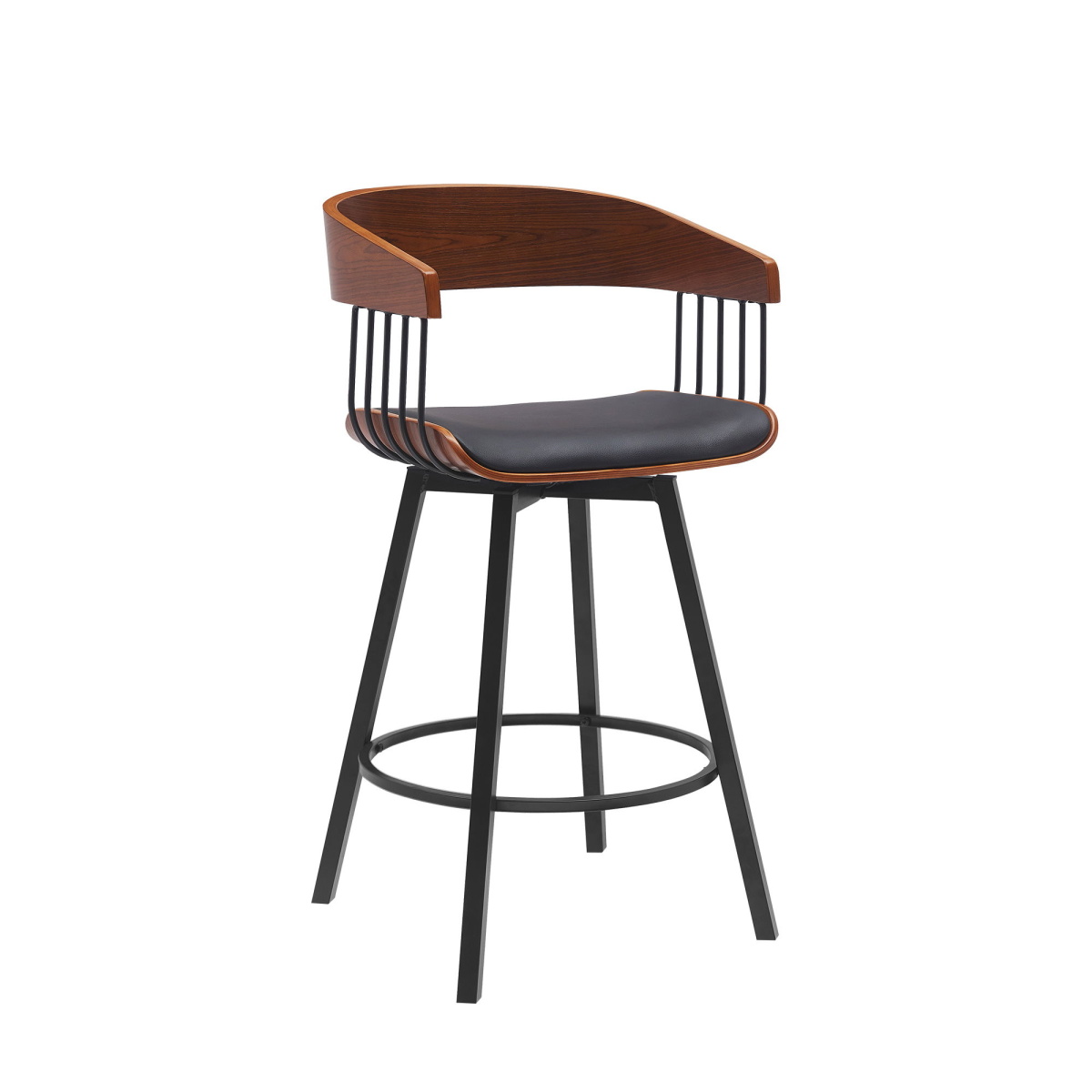 2cfa861866c5ae8f9ee2fcd254ffd13d Athena - 27" Swivel Walnut Counter Stool - Black - Image 1