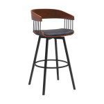 Athena - 31" Swivel Walnut Bar Stool - Black / Black