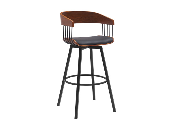Athena – 31″ Swivel Walnut Bar Stool – Black / Black Bar Furniture Direct Express