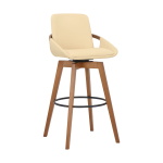 Baylor - 30" Swivel Bar Stool - Cream / Walnut