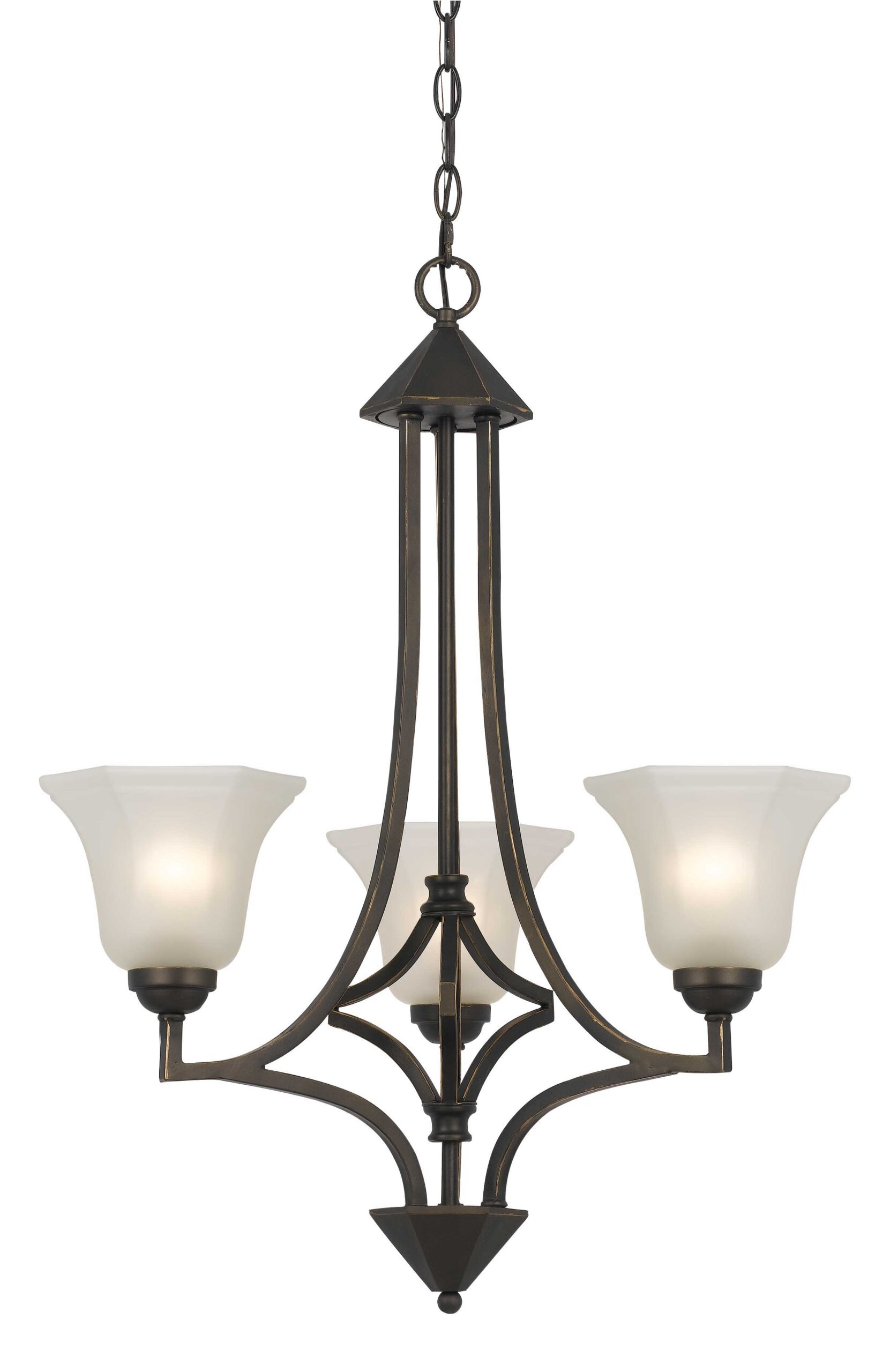 30.5" Height Iron and Glass Pendant - Dark Bronze