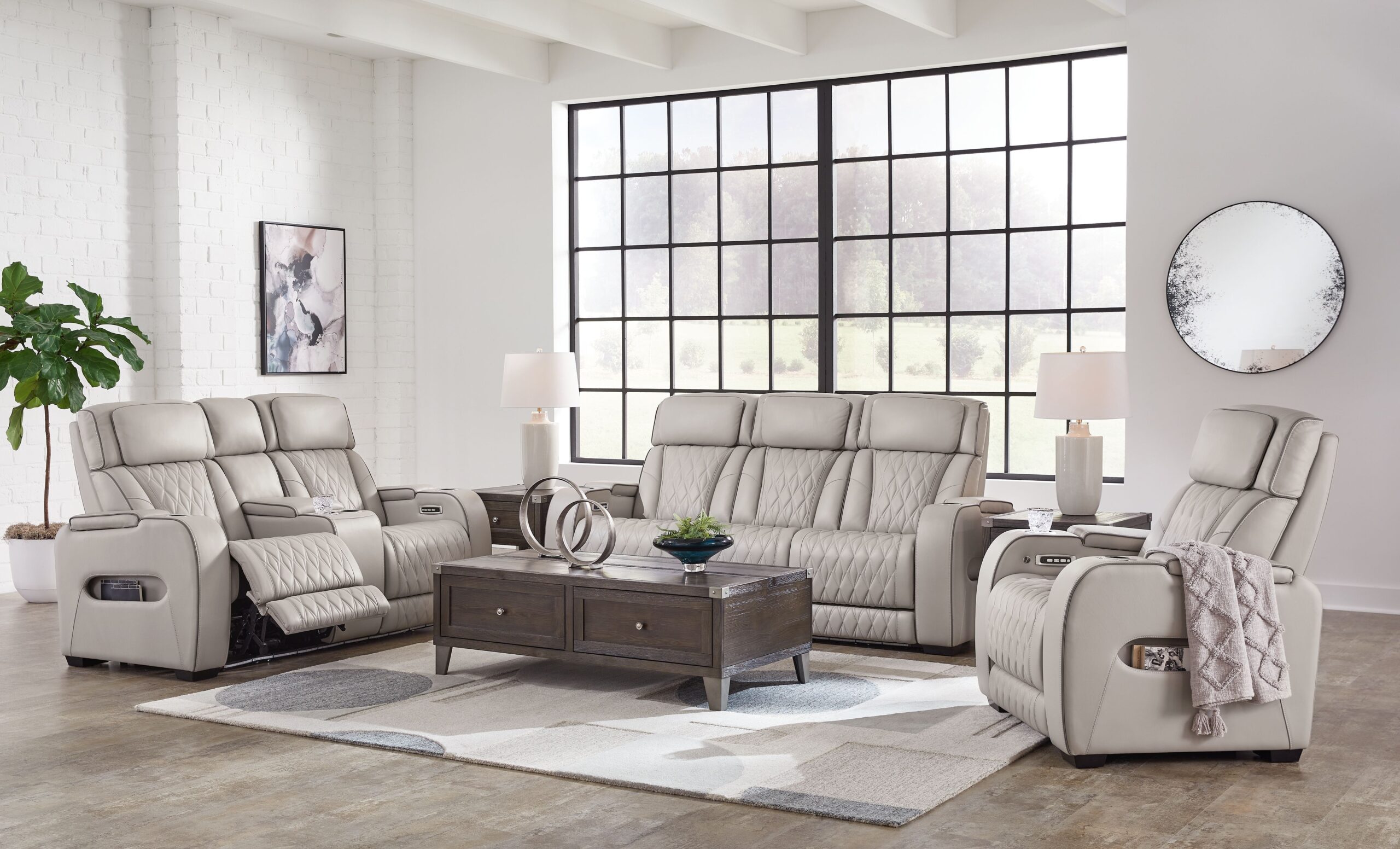 Boyington - 3 Pc. - Power Reclining Sofa, Power Reclining Loveseat, Power Recliner - Gray