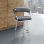 Saturn - 26" Counter Height Swivel Bar Stool - Gray / Brushed - Image 9