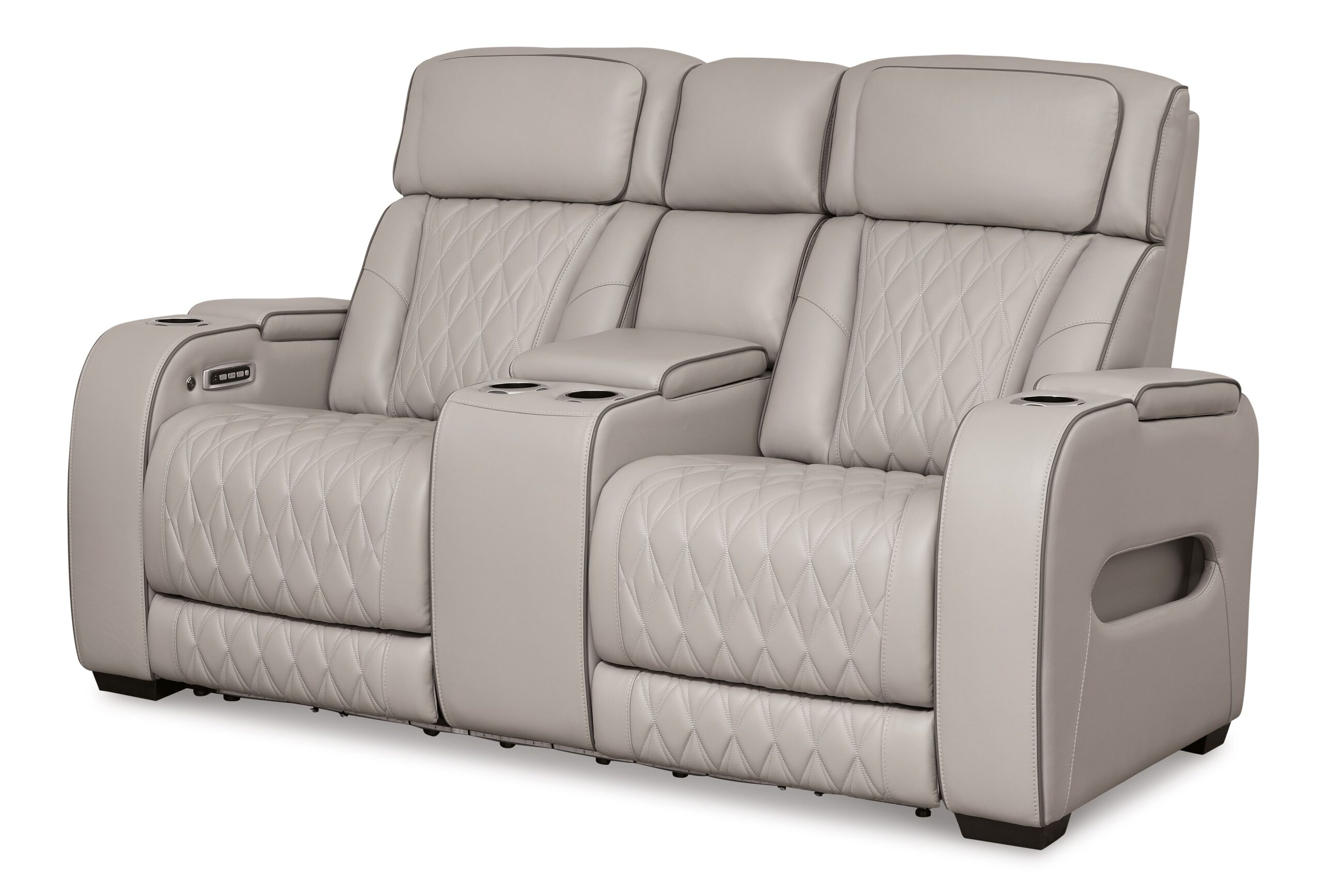 Boyington - Power Reclining Loveseat with Console/Adj Hdrst - Gray