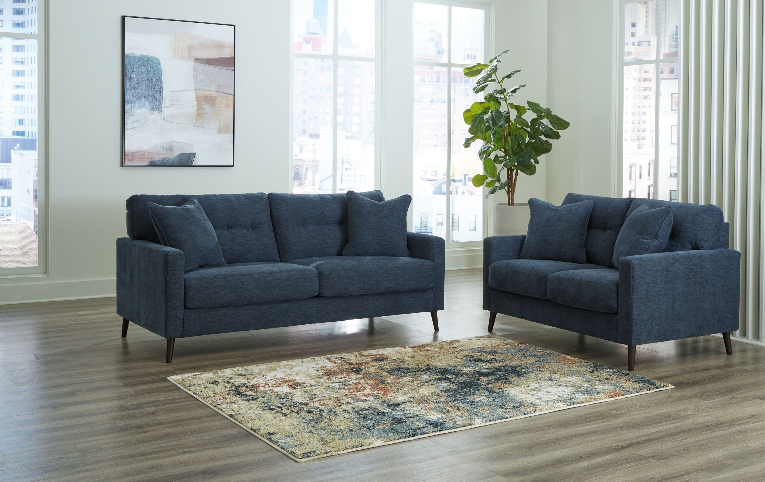 Bixler - 2 Pc. - Sofa, Loveseat - Navy