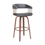 Topanga - 30.5" Swivel Walnut Bar Stool - Gray / Golden Bronze