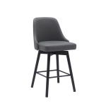 Sicily - 26" Swivel Black Counter Stool - Gray