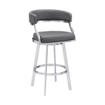 Saturn - 26" Counter Height Swivel Bar Stool - Gray / Brushed