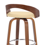 Sonia - 26" Counter Height Swivel Bar Stool - Cream / Walnut - Image 7