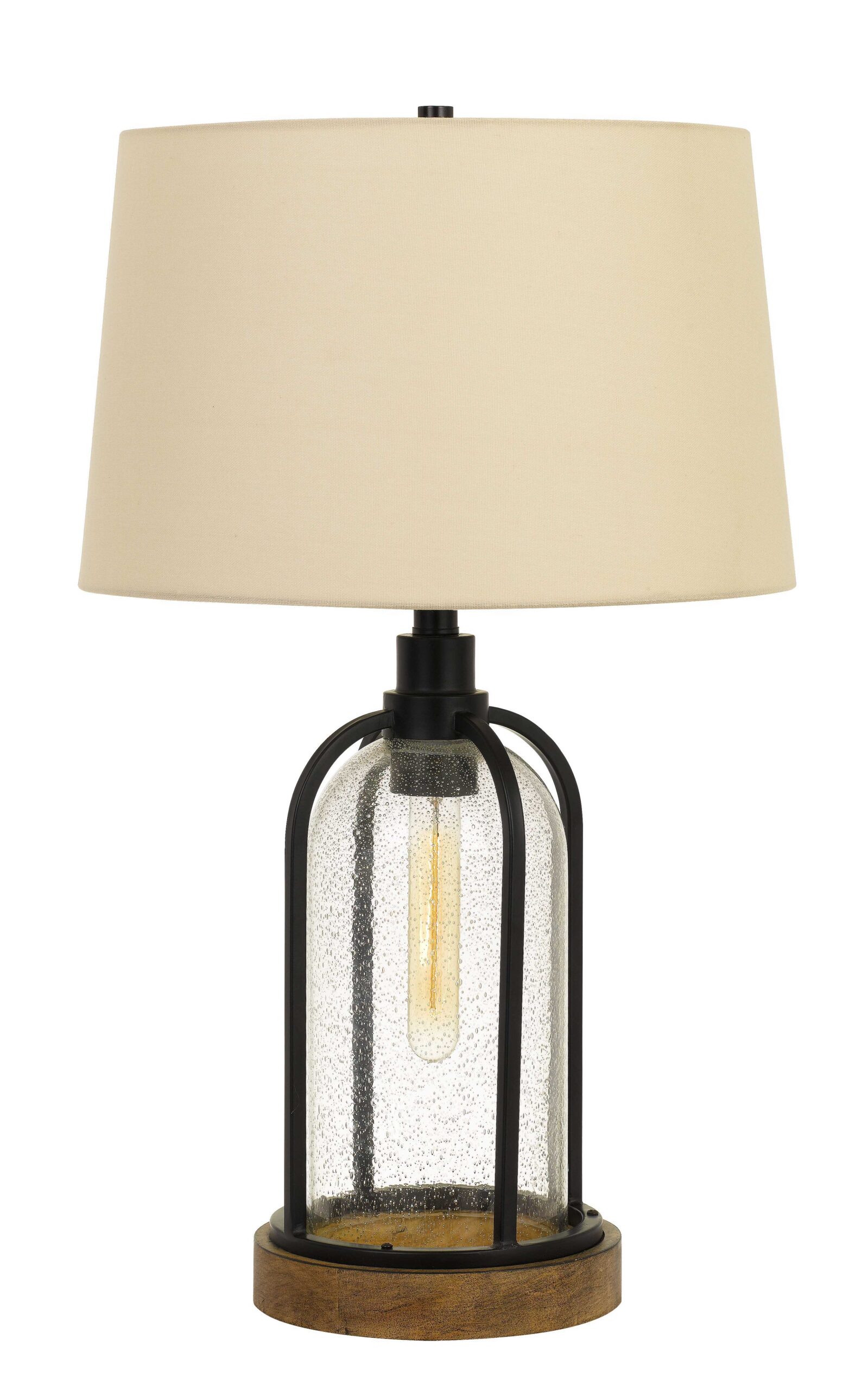 Ciney - 27" Height Metal and Pine Wood Table Lamp - Black & Wood
