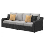 Beachcroft - 2-Piece Outdoor Loveseat with Cushion - Black / Light Gray - Image 3