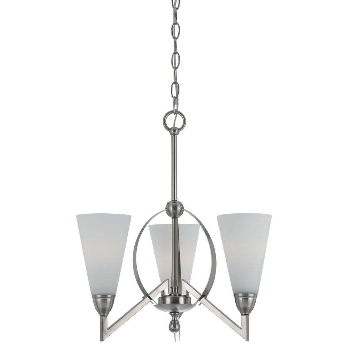 495e45fd7f53a3238ad6bf60a85569d6 Canroe - 19" Height Three Light Chandelier - Brushed Steel - Image 1