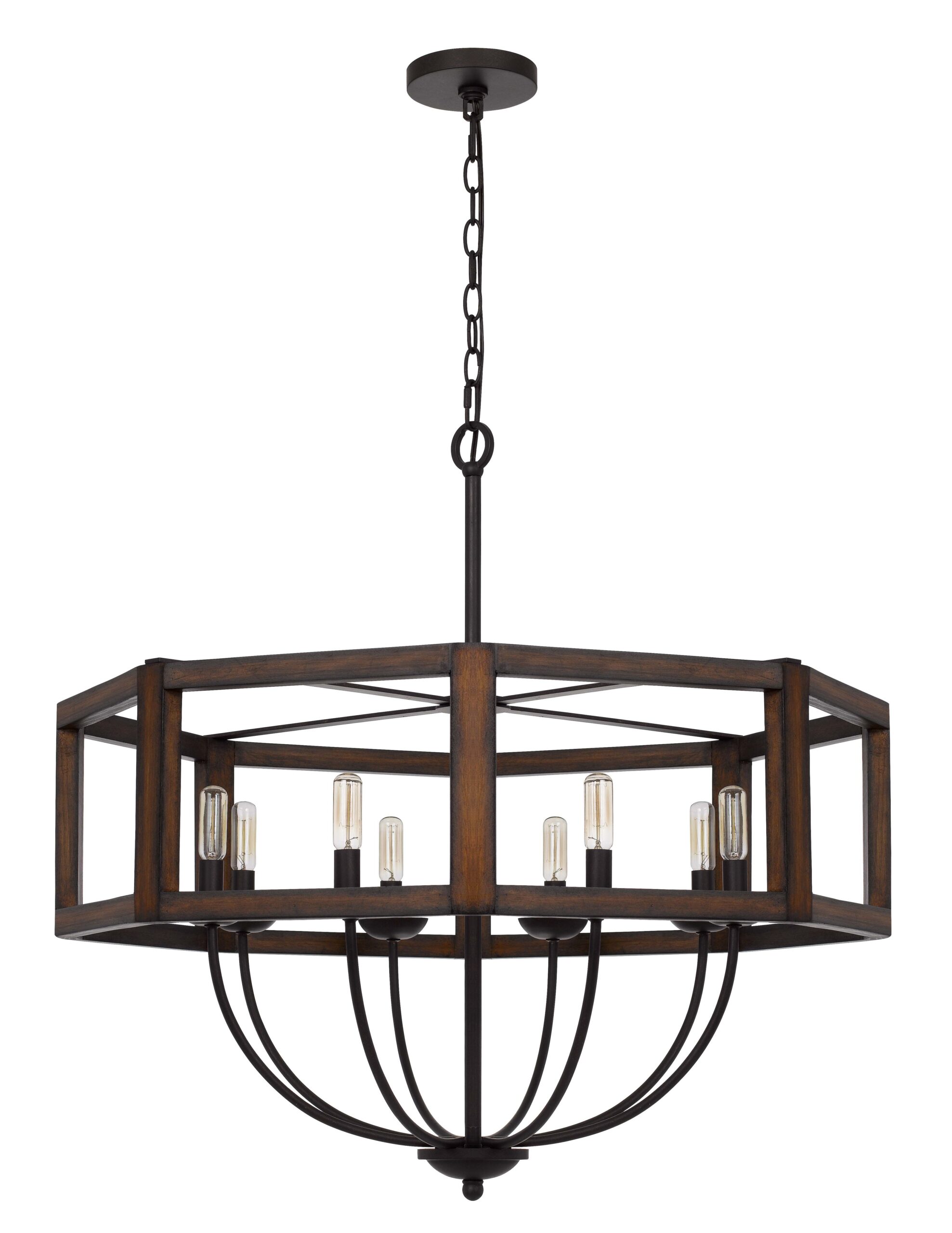 Renton - 29" Height Chandelier - Oak & Dark Bronze