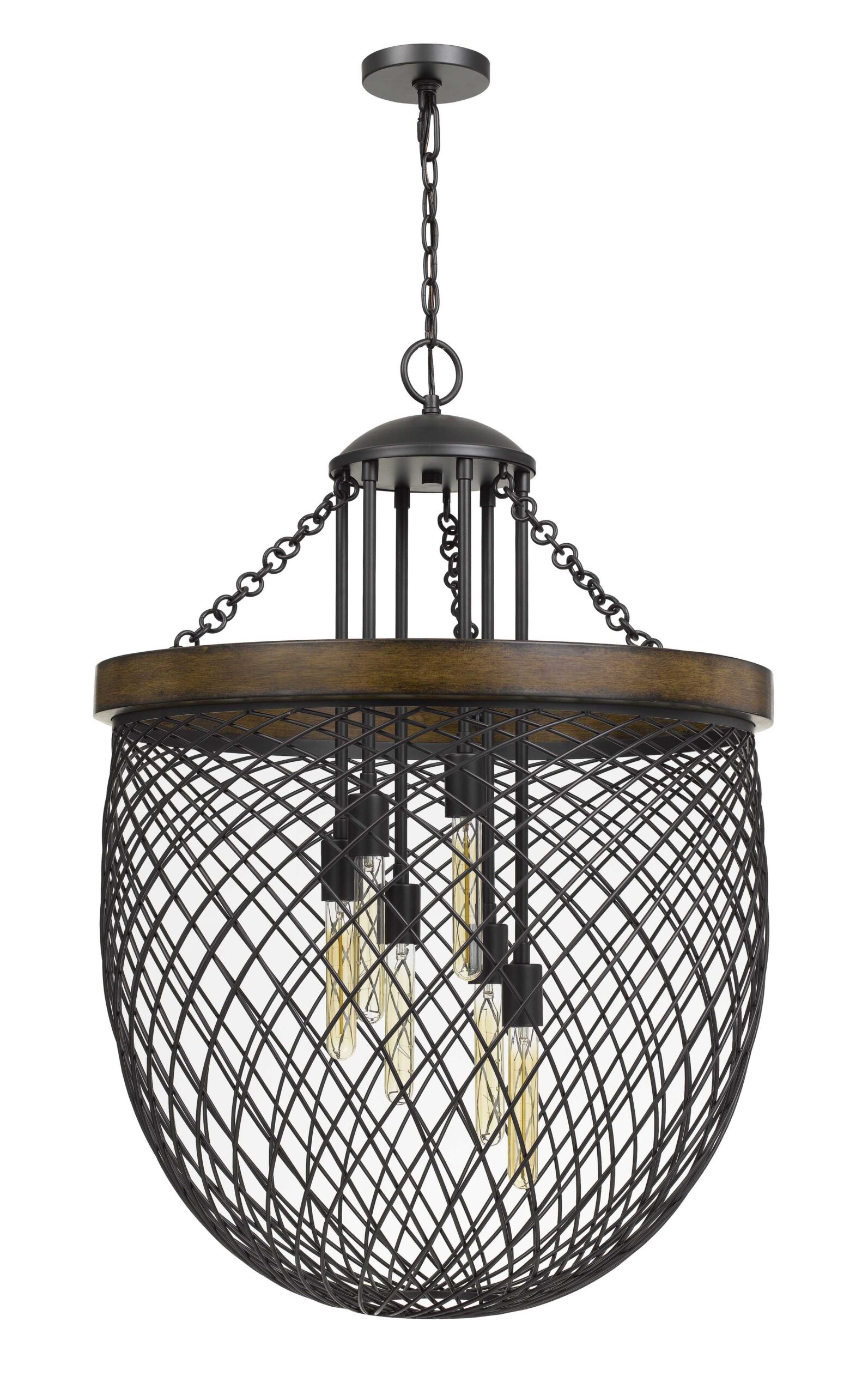 Marion - 38.25" Height Metal Chandelier - Bronze Wood