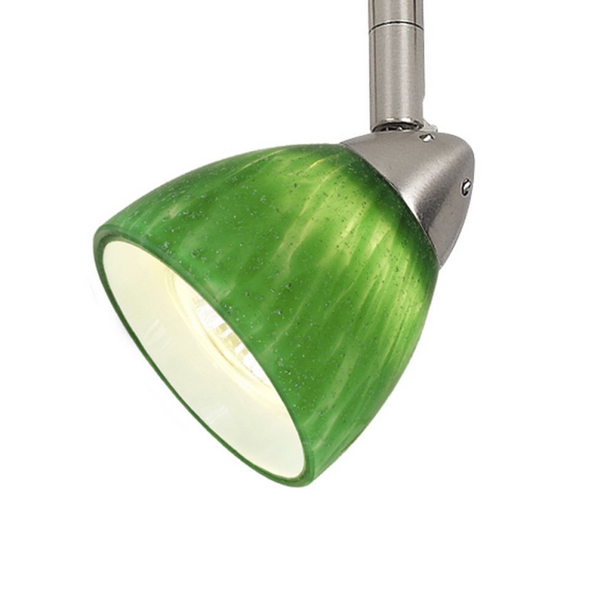 56e52243aec9c6ce0416ea20f3f555d8 4.87" Height Serpentine Track Head With Shade - Green & Brushed Steel - Image 1