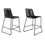 Shasta - 26" Outdoor Stackable Counter Stool (Set of 2) - Black