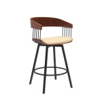 Athena - 27" Swivel Walnut Counter Stool - Cream / Black