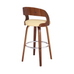 Shelly - 30" Bar Height Swivel Bar Stool - Cream / Walnut - Image 4