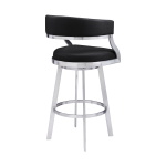 Saturn - 26" Counter Height Swivel Bar Stool - Brushed Silver / Black - Image 3