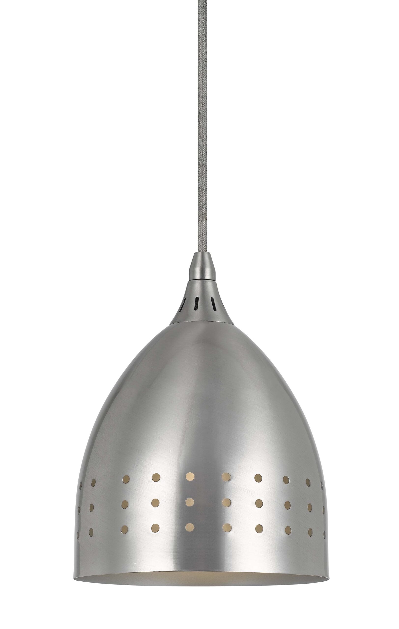 8.6" Height Glass and Metal Pendant With Brushed Steel Cord