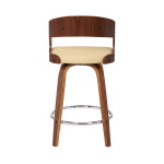 Shelly - 26" Counter Height Swivel Bar Stool - Cream / Walnut - Image 5