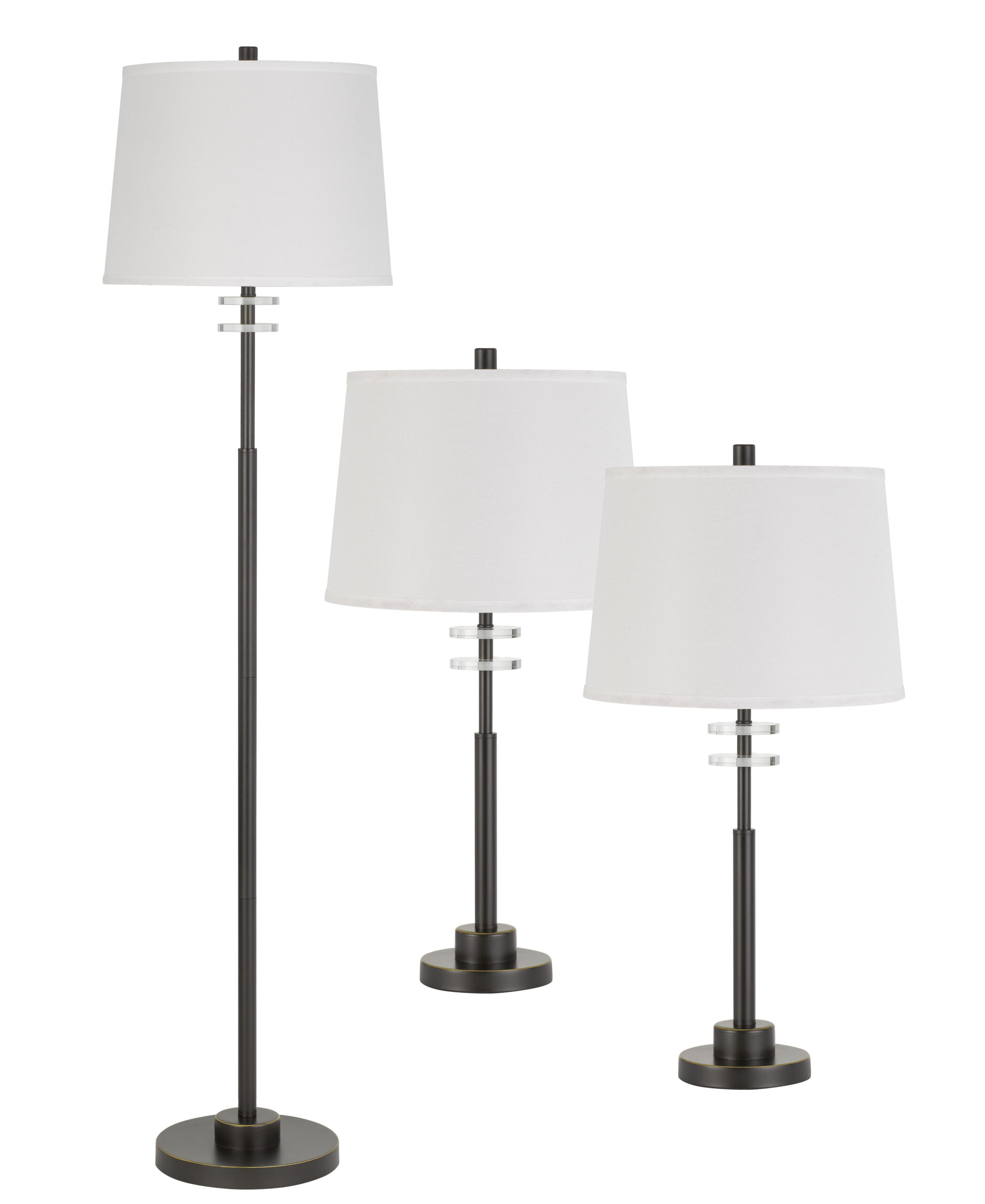 3 Piece Lamp Set - Dark Bronze & White