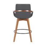 Baylor - 26" Swivel Bar Stool - Gray / Walnut - Image 5