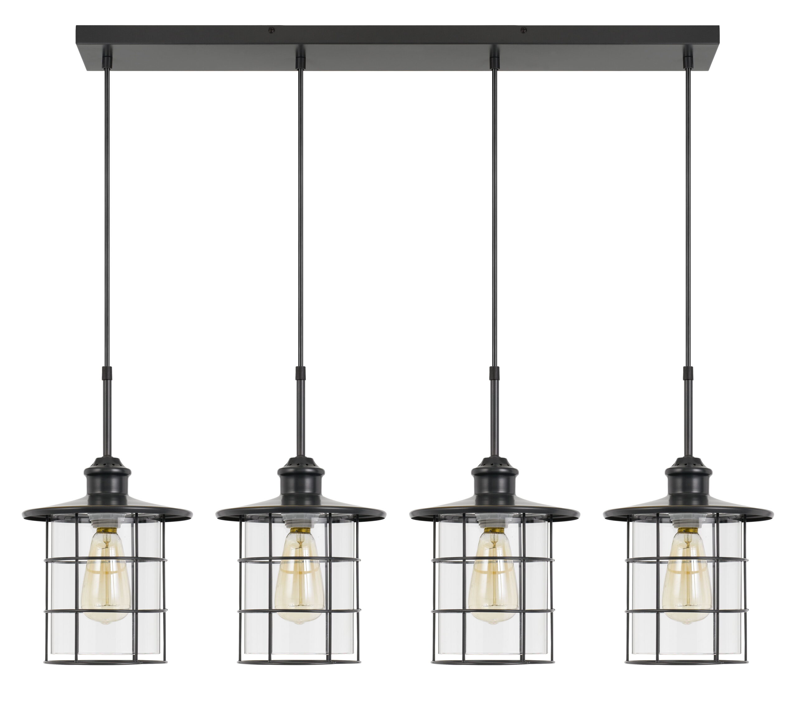 Silverton - 15" Height Pendant - Dark Bronze & Clear - 4 Light