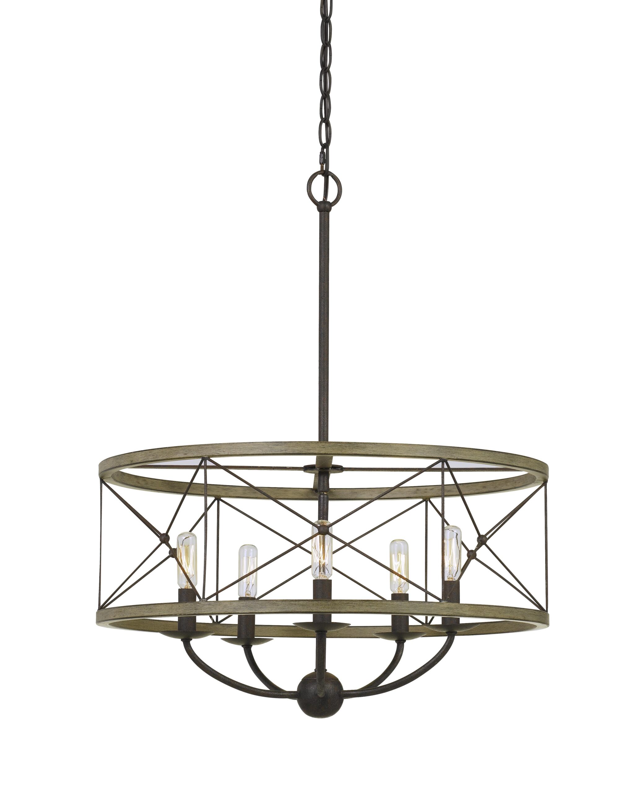 Modica - 27.5" Height Metal Pendant - Distressed Ivory & Iron