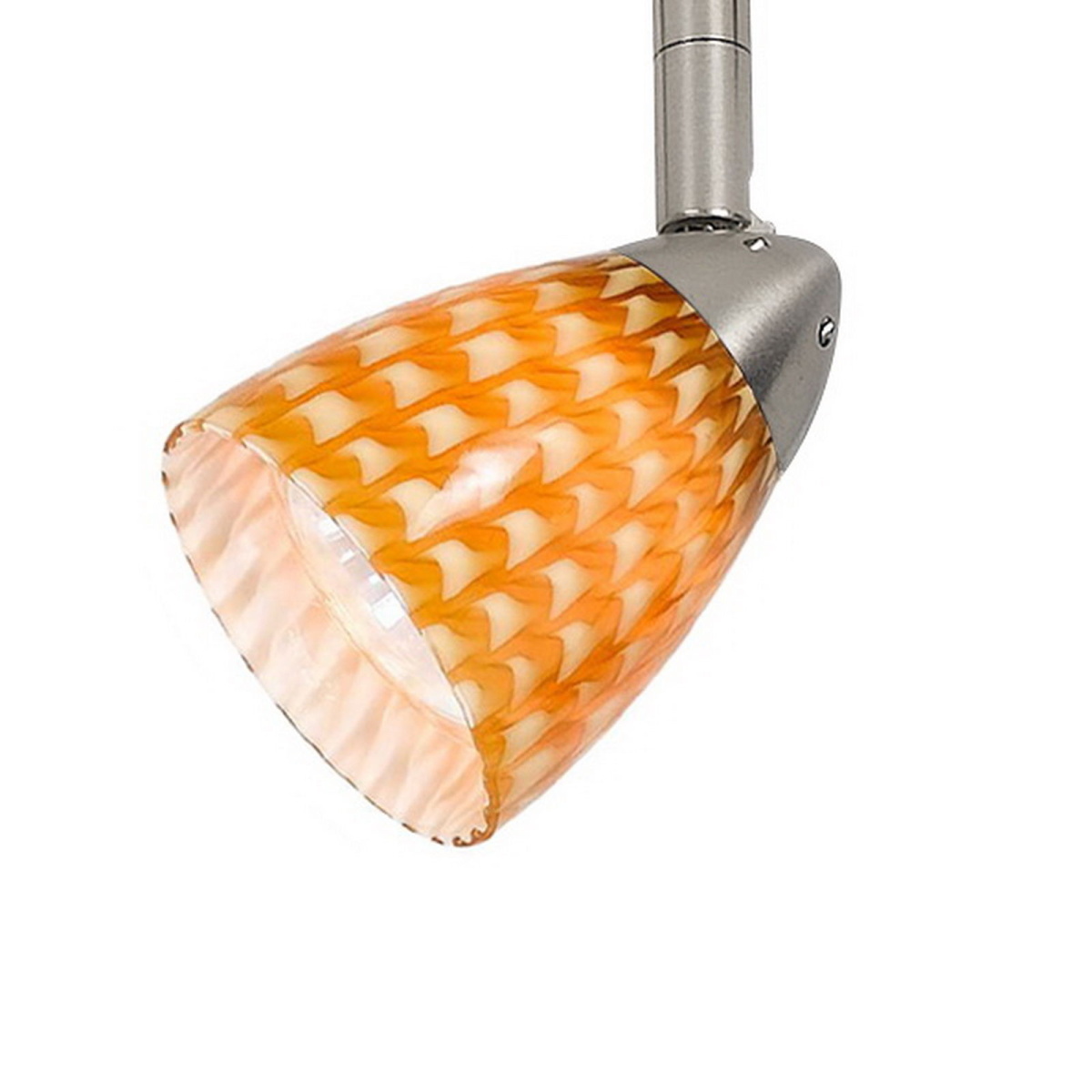 6955606b2893a8a9bfefbb13d3fd3aad 4.87" Height Serpentine Track Head With Shade - Orange With Spots & Brushed Steel - Image 1