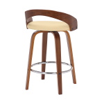 Sonia - 26" Counter Height Swivel Bar Stool - Cream / Walnut - Image 4
