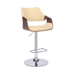 Aspen - Adjustable Swivel Bar Stool With Chrome Base - Cream / Walnut