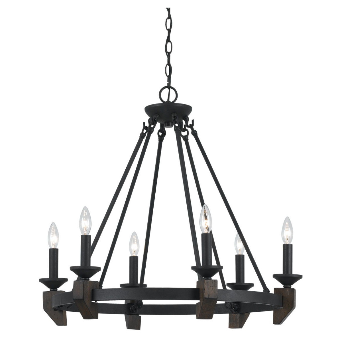 732bdc7fe233a771ecd65f405dd06826 Cruz - 26.5" Height Metal and Wood Chandelier - Warm Bronze - Image 1