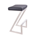 Atlantis - 26" Counter Height Backless Bar Stool - Black / Brushed